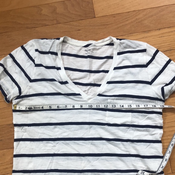 Madewell Whisper Cotton V-Neck w/ Pocket - Navy / White Stripes - Picture 6 of 16